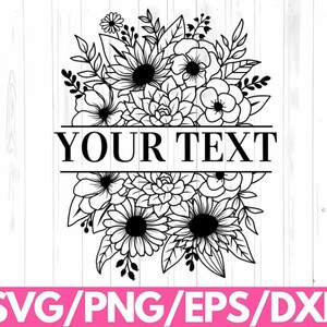 Floral border svg, flower border svg, floral frame svg, split monogram svg, floral monogram svg wildflower svg, floral svg