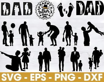 Papa Silhouette SVG Bundle: Vatertag Clipart (Digitale Dateien)