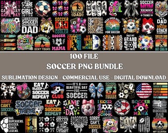 100+ Fußball PNG Bundle, Fußball Mama Kokette Bogen Designs, Spieltag Shirt, digitaler Download