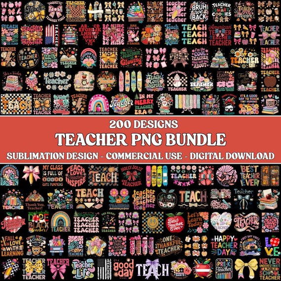 Teacher PNG Bundle – Classroom Clipart, Teacher Life Designs, School Appreciation Graphics, Digital Download