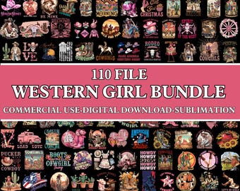 Western Girl PNG Bundle, Cowgirl Clipart, Wild West Graphics (Digital File)