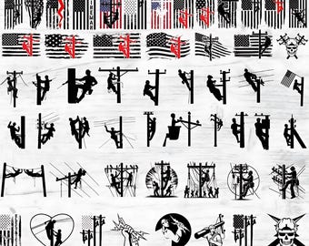 Lineman Svg Bundle, Lineman Flag Svg, Power lineman Svg, Lineworker Svg cut Files, electrician svg