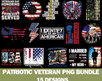 Patriotic Veteran PNG Bundle: Military & 4th of July Designs (Digital Download)