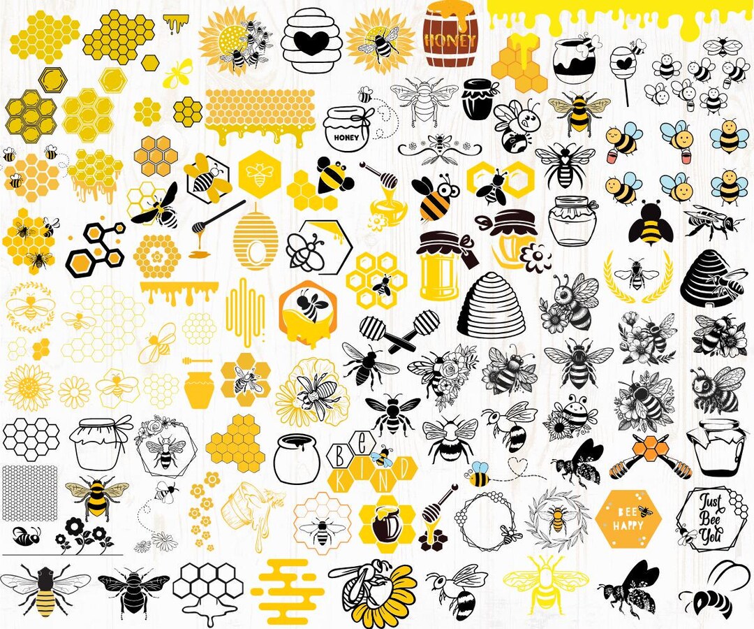 Bee SVG PNG Bundle: Honeycomb Clipart, Cricut Cut Files (digital ...