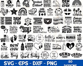 Baby Quotes SVG-bundel, pasgeboren ontwerpen (digitale download