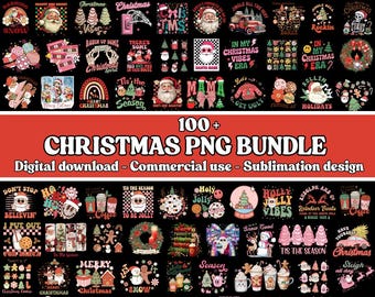 Retro Weihnachten PNG Bundle, Urlaub Clipart, Sublimation Designs (Digitaler Download)