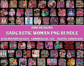 Sarcastic Woman Png Bundle, Funny Sarcasm, Sassy Girl, Feminist Shirt, Humor Quotes, Digital Download