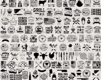 BBQ SVG Bundle, Barbecue Grill Designs, Cookout Clipart, Cricut Silhouette Files, Digital Download