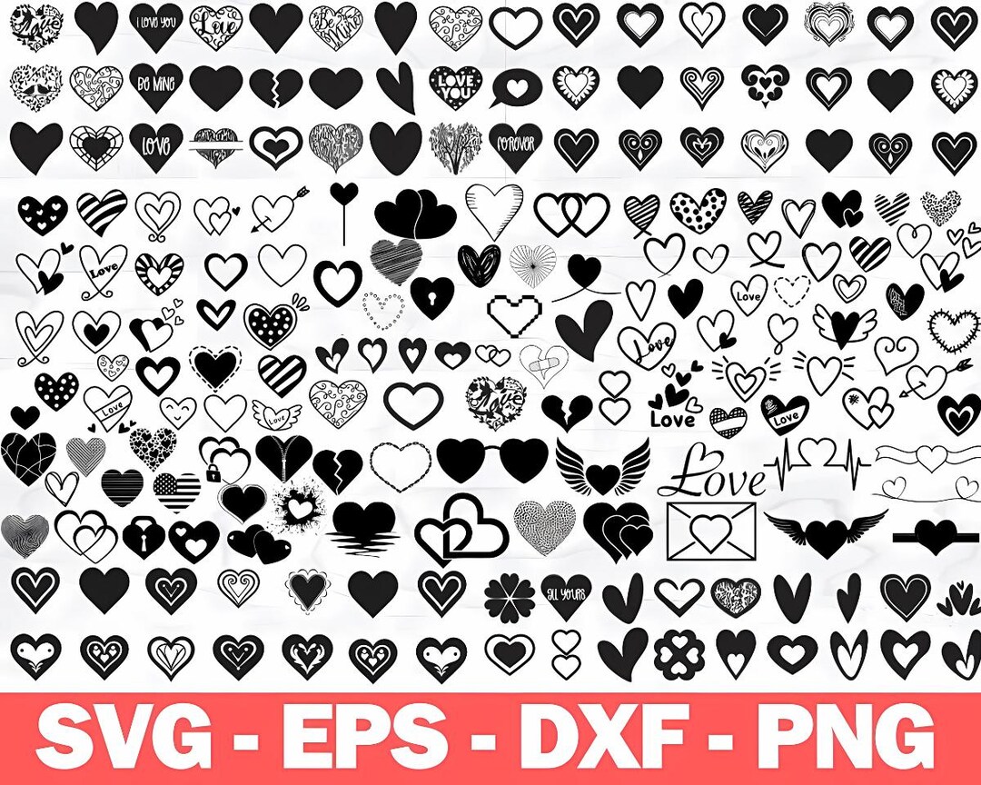 Heart Doodle SVG Bundle, Valentine's Day Cut Files (digital Download ...