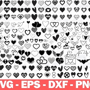 HEART Bundle SVG, HEART Doodle Svg, Heart Svg Cut Files For Cricut, Heart Clipart, Hand Drawn Heart Svg valentine svg, Love Svg, Heart svg