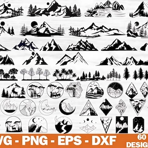 Geometric Mountain & Forest SVG Bundle: Hand-Drawn Adventure Designs