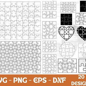 Puzzleteile SVG Bundle: Herz Jigsaw Designs (Digitaler Download)