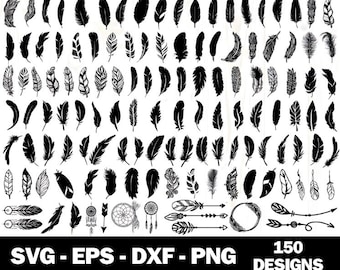 Feather SVG Bundle: Boho Tribal Designs (Digital Download)