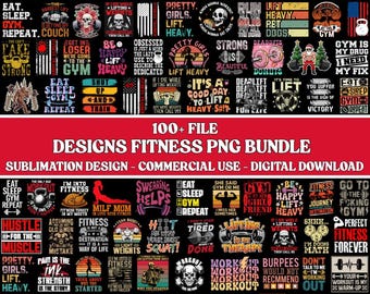 Fitness PNG Bundle – Funny Gym Quotes and Motivational Clipart, Digital Download