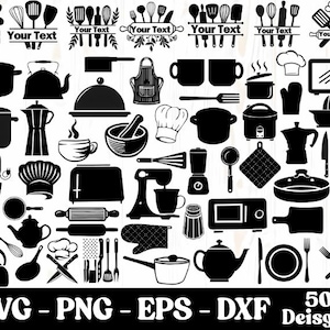 Kitchen SVG Bundle - Kitchen PNG Bundle - Kitchen Clipart - Kitchen SVG Cut Files for Cricut, Kitchen Silhouette, Kitchen Vector