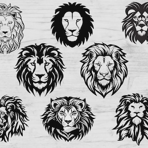 Lion Face SVG Bundle: Cricut Cut File, Lion Silhouette (Digital Download)