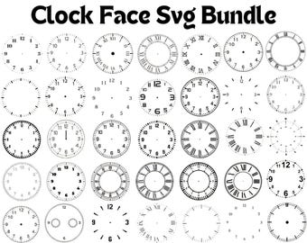 Clock Face SVG Bundle: DIY Clipart Cut Files (50 Files)