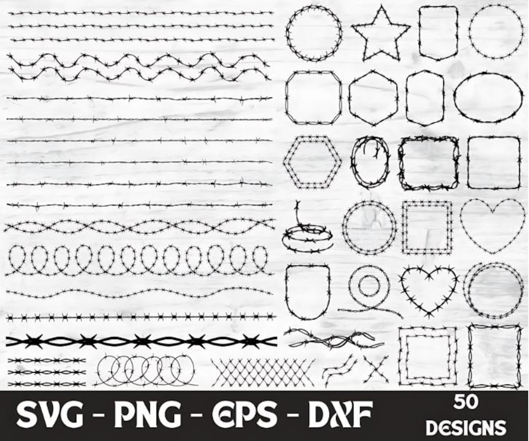 Barbed Wire SVG Bundle: Fence Clipart Designs (digital Download) - Etsy