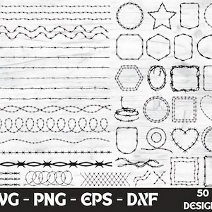 Barbed Wire SVG Bundle: Fence ClipArt Designs (Digital Download)