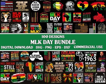 MLK Day SVG PNG-paket, Black History Month-designer, kommersiellt bruk, digital nedladdning