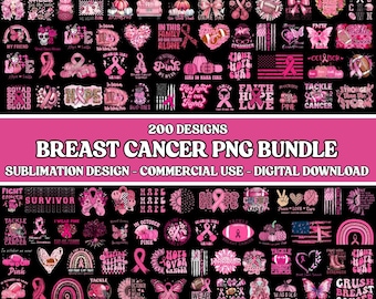 Breast Cancer PNG Bundle – Pink Ribbon, Warrior Quotes, October Awareness, Wear Pink Designs