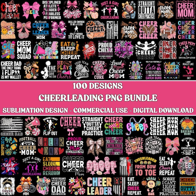 100+ Cheerleader PNG Bundle, Cheerleading Shirt Designs, Cheer Bow ...