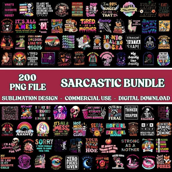 200+ Sarcastic PNG Bundle – Funny Quotes, Adult Humor, Sublimation, Digital Download