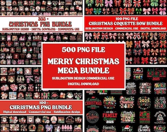 Merry Christmas PNG Bundle: 500+ Holiday Clipart Designs (Digital Download)