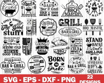 Barbecue SVG Bundle, Funny Apron, Dad's Bar & Grill (22 Designs)
