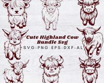 Paquete SVG de vaca de las Tierras Altas, archivos de corte de Cricut (descarga digital)