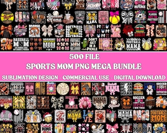 500+ Sports Mom Png Mega Bundle, Soccer, Baseball, Basketball, Volleyball, Football, Softball, Digital Download