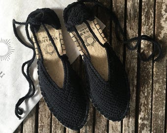 Bio Baumwolle Gehäkelte Espadrilles - Handgemachte Boho Sommer Schuhe