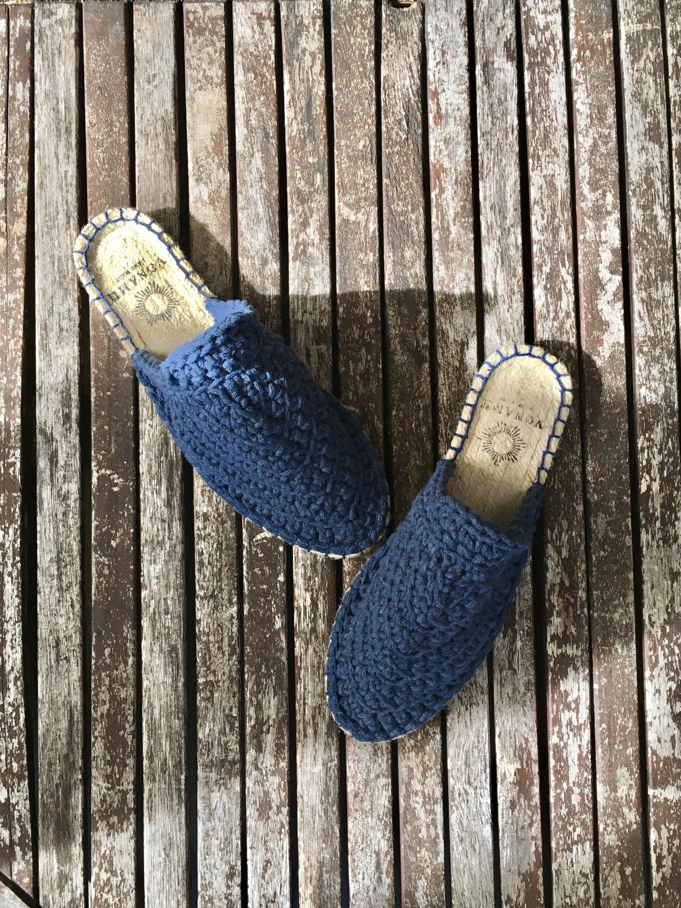 Organic Cotton Rope Mule Espadrilles, Jeans Blue Bohemian Shoes - Etsy ...