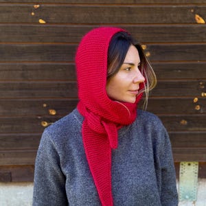 Handmade wool hooded scarf. Crochet Balaclava