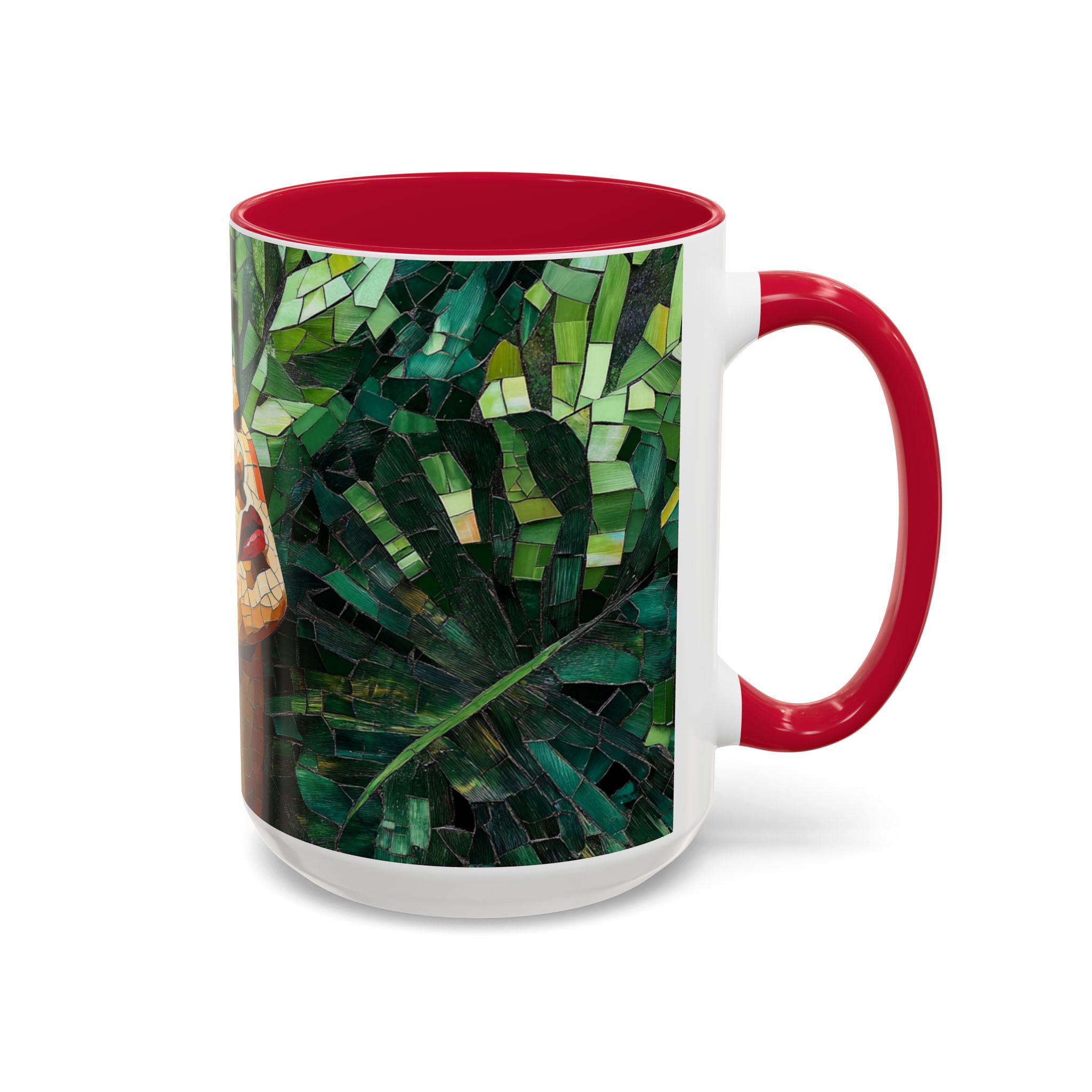 フリーダ・カーロ風マグカップ、メキシコタイルアートコーヒーカップ