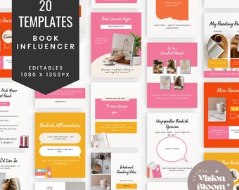 Book Influencer Canva Templates · Bookstagram Templates · Editable Instagram Posts · Bookish Social Media Kit