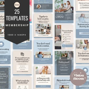 Sjablonen voor lidmaatschap sociale media | Bewerkbare berichten | marketing voor kleine bedrijven | Kit met digitale inhoud