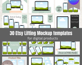 Etsy Listing Mockup Templates: Editable Product Image Bundle (Canva, Digital Download)