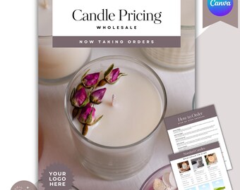 Plantilla de precios al por mayor de velas: Formulario de pedido editable (Canva)