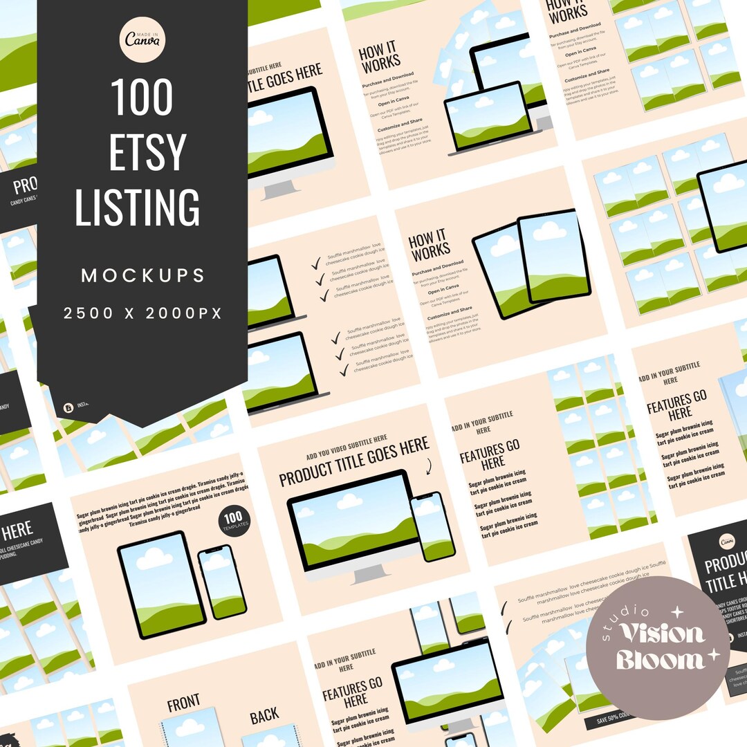 Etsy Listing Mockups: 100 Editable Canva Templates (digital Download ...