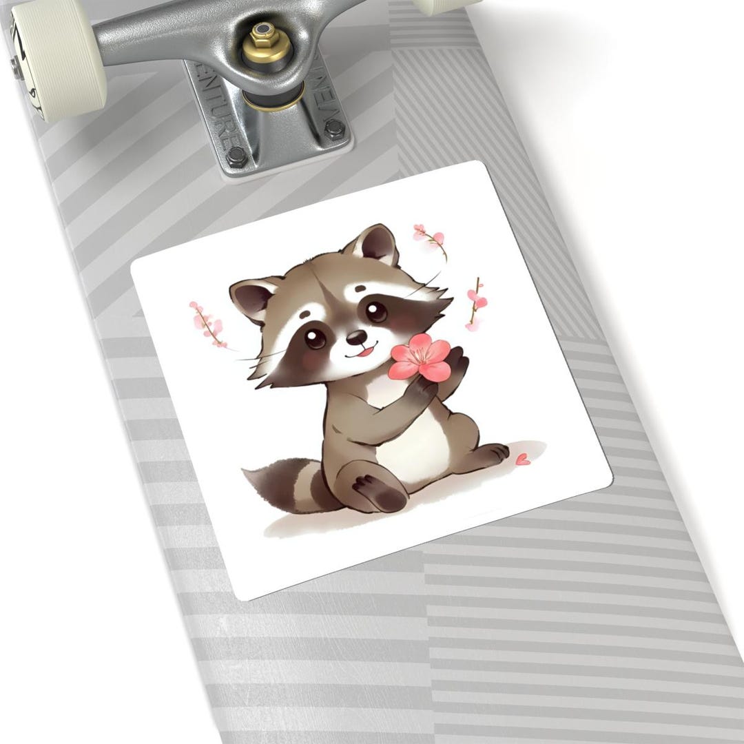 Cute Adorable Racoon Sticker Kawaii Racoon Sticker, Cute Animal Decal, Adorable Planner Sticker ...