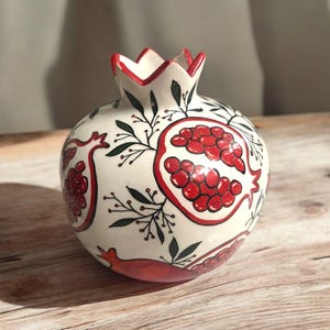 Handmade Red Tile-Ceramic Pomegranate – Turkish Decorative Vase, Abundance Symbol, Ottoman Style Gift