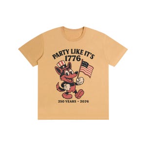 America 250 Shirt | Vintage 1776 Cartoon German Shepherd | 250th Anniversary Mascot | Funny 4th of July 2026 White Tee Khaki
