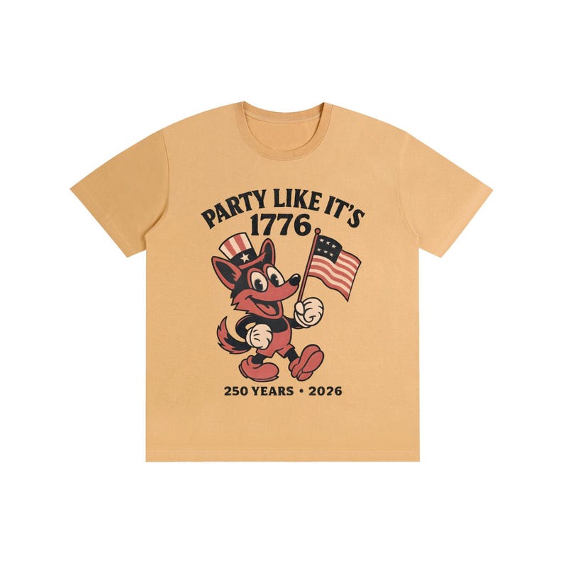 America 250 Shirt | Vintage 1776 Cartoon German Shepherd | 250th Anniversary Mascot | Funny 4th of July 2026 White Tee Khaki