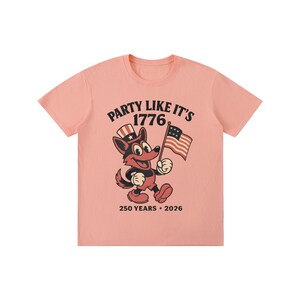 America 250 Shirt | Vintage 1776 Cartoon German Shepherd | 250th Anniversary Mascot | Funny 4th of July 2026 White Tee Pink