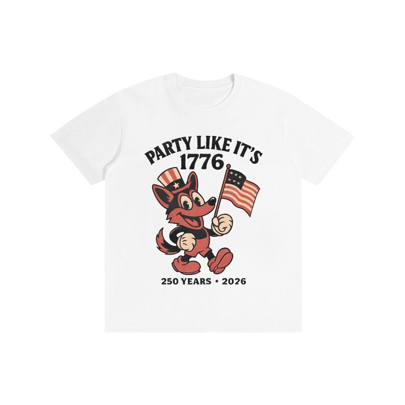 America 250 Shirt | Vintage 1776 Cartoon German Shepherd | 250th Anniversary Mascot | Funny 4th of July 2026 White Tee Lucent White
