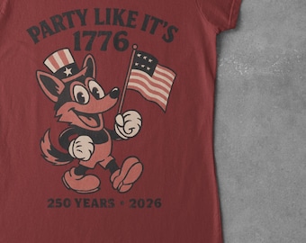 America 250 Shirt | Vintage 1776 Cartoon German Shepherd | 250th Anniversary Mascot | Funny 4th of July 2026 White Tee