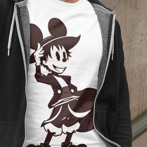 Luffy x Mickey Fusion T-Shirt 100% Cotton – Anime and Cartoon Crossover Tee | Unique One Piece & Disney Mashup | Unisex Streetwear for Fans