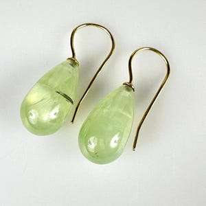 Ohrringe 750er Gold Prehnit Pampeln Ohrhänger 18 Karat GG image 1