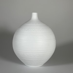 Vase Biskuit Porzellan matt Hans Achtziger für Hutschenreuther SEHR GROß Höhe 32 cm 1960er